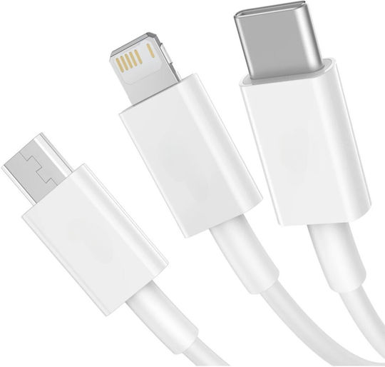 3-in-1 Flippy Sx USB Cable 21 USB To Micro USB USB-C iPhone Compatible 3A 1.2m White