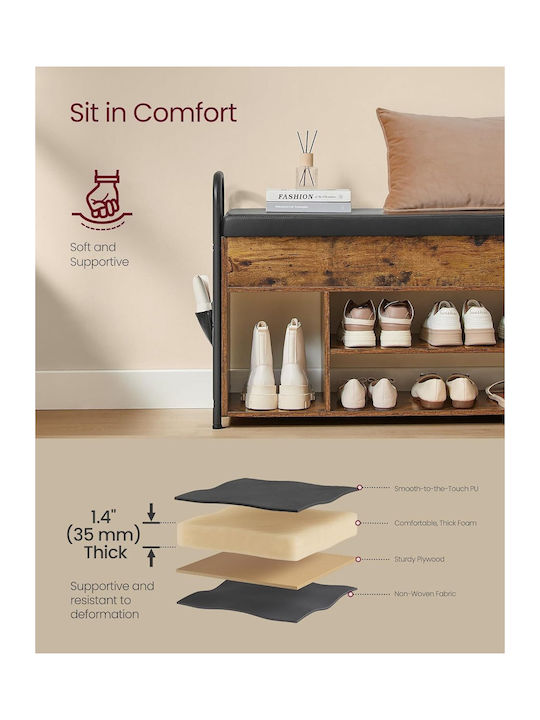 Fabric Shoe Organizer Brown 80.6x30x62.5cm