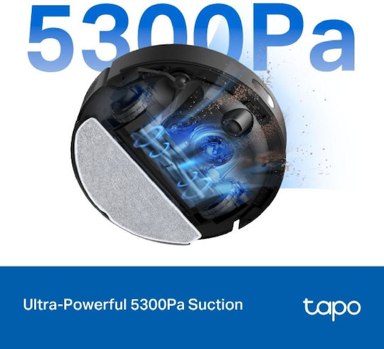 TP-LINK Tapo Rv30 Max Σκούπα Ρομπότ με Χαρτογράφηση Laser & Απορρόφηση 5300Pa Μαύρη