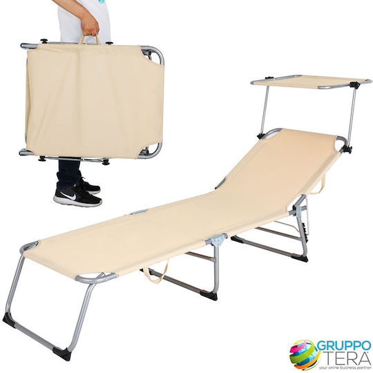 Bakaji Beach Sunbed Grey Foldable Metallic with Shader
