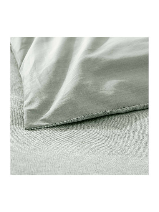 Duvet Cover Set Cotton Queen with 2 Pillowcases 240x220 L-c Meline Sage