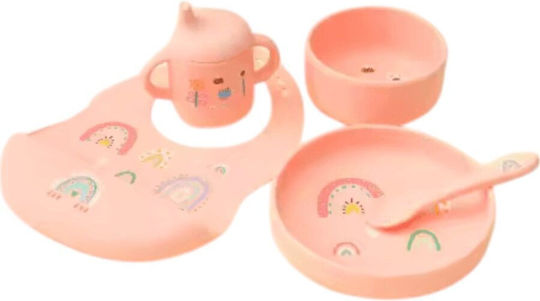 Queen Mother Feeding Set made of Silicone Pink 5pcs