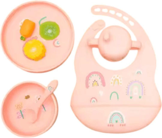 Queen Mother Feeding Set made of Silicone Pink 5pcs