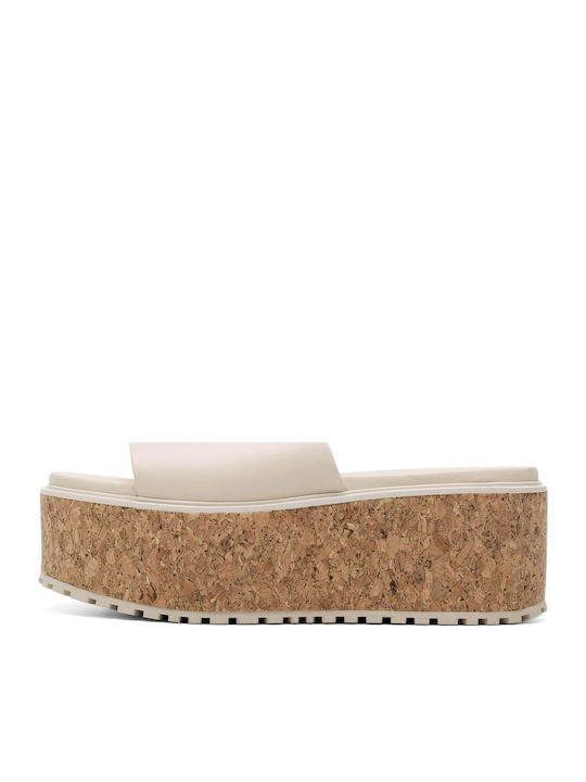 Women's Flat Sandals in Beige Color