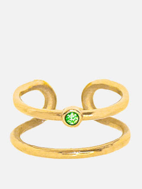 AEC Paris Damen Ring mit Zirkonia aus Stahl Vergoldet