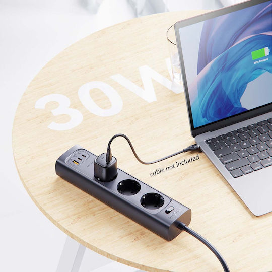 Voltme Φορτιστής Χωρίς Καλώδιο GaN με Θύρα USB-C 30W Power Delivery / Quick Charge 3.0 Μαύρος (Revo)