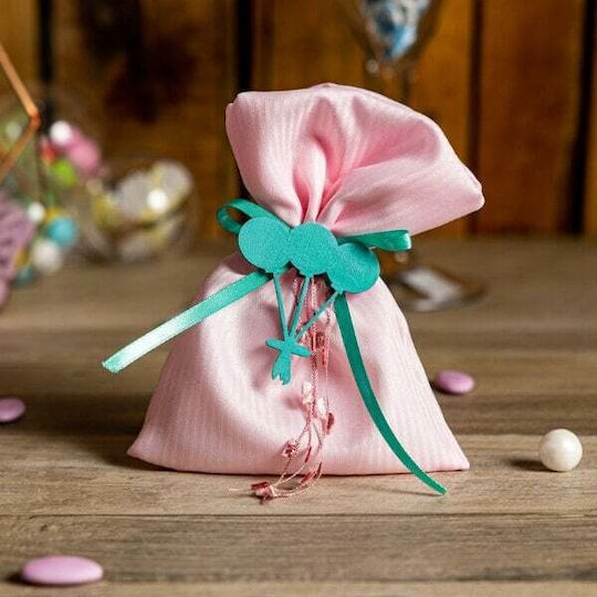 Popeline Gestreiftes Beutelset/3 13x20cm Rosa