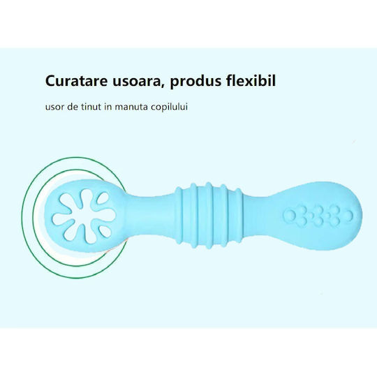 bebeLOGIC Baby Löffel aus Silikon Blau