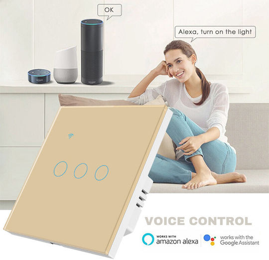 Încastrat Comutator de Perete Wi-Fi Auriu