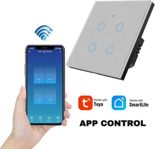 Comutator de Perete Wi-Fi Argintiu