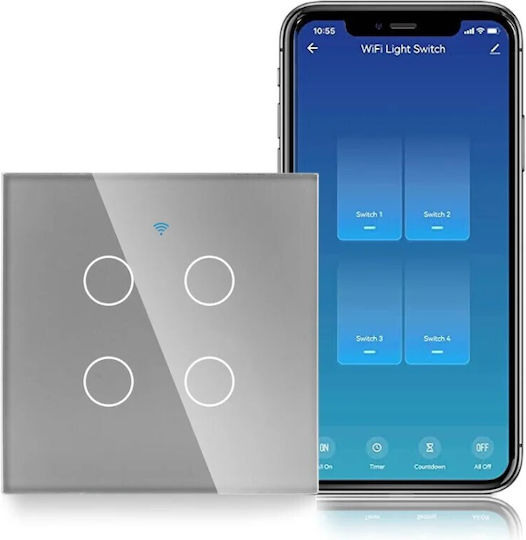 Comutator de Perete Wi-Fi Argintiu