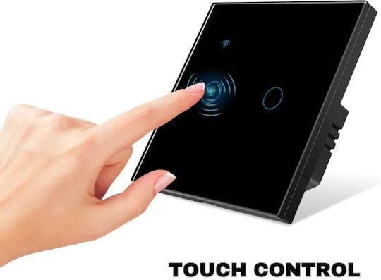 Comutator De Perete Tactil Wi-Fi Comenzi Negru