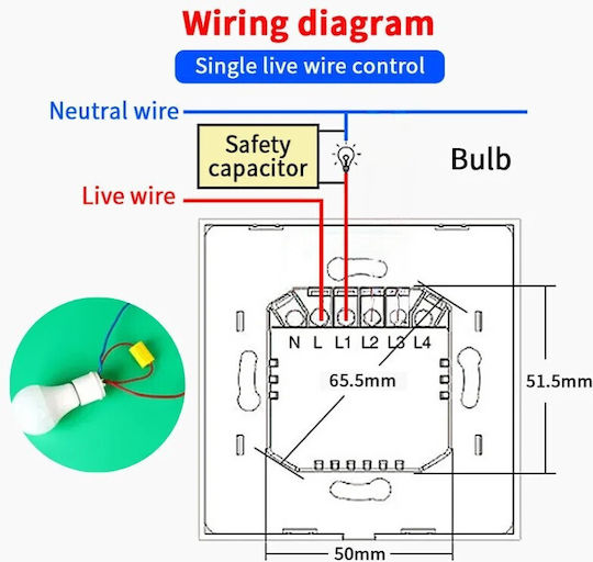 Comutator de Perete Wi-Fi Sens unic Negru