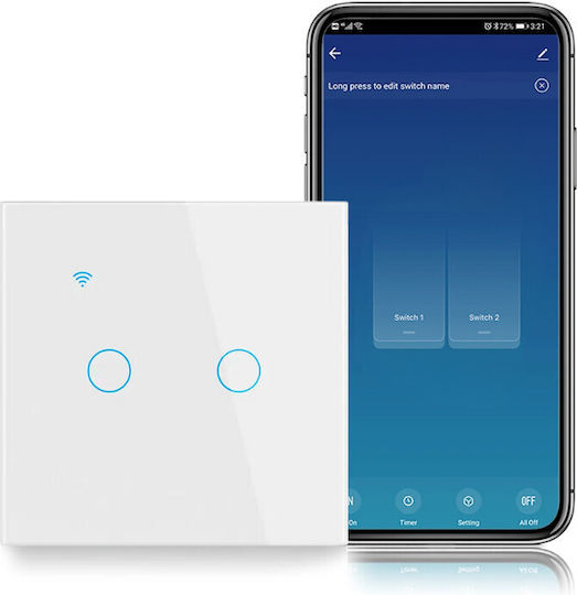 Încastrat Comutator de Perete Wi-Fi Iluminat Alb