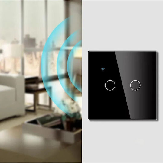 Comutator De Perete Tactil Wi-Fi Comenzi Negru