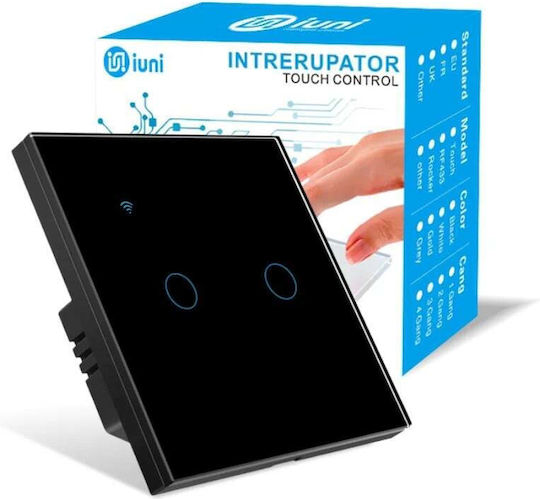Comutator De Perete Tactil Wi-Fi Comenzi Negru