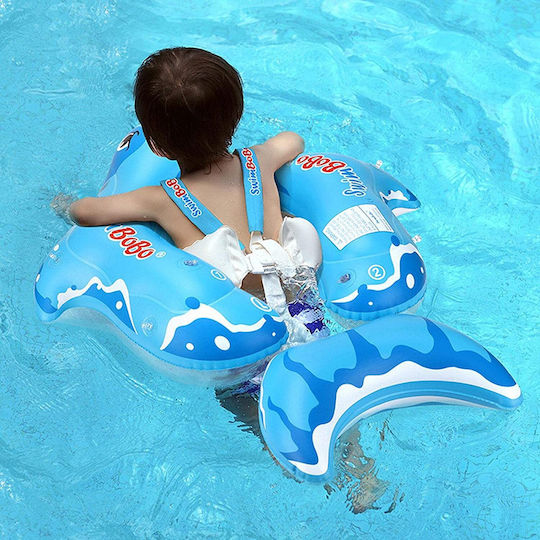 Piscină Gonflabilă pentru Copii cu Parasolar Curele de Susținere pentru Burtică Rechin Potrivită 6-30 Luni Bebelogic