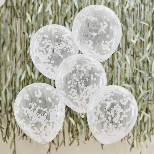 Set of 5 Balloons Latex White 30cm