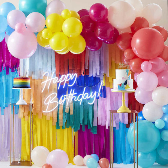 Composition with 200 Balloons Latex Blue Stars Bright Colorful 45.7cm