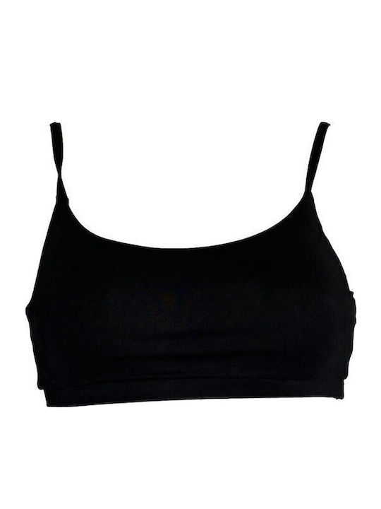 Sports Bra Bikini Top with Detachable & Adjustable Straps Black