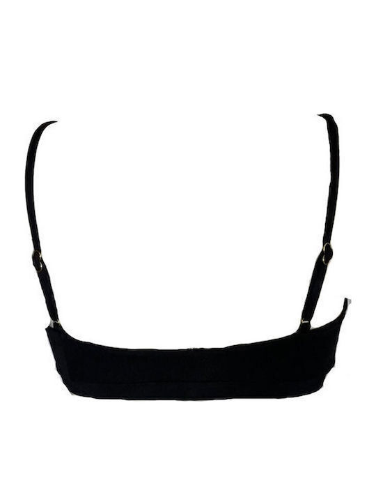 Sports Bra Bikini Top with Detachable & Adjustable Straps Black
