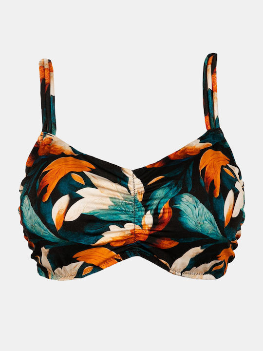 Damen Bikini-Top Rock Club Große Büste Kunst-Print Bikini Reguläre Passform Lycra Cup E