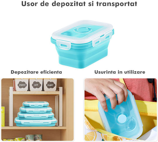 Lunchbox Silikon Turquoise Geeignet für die Mikrowelle 4Stück