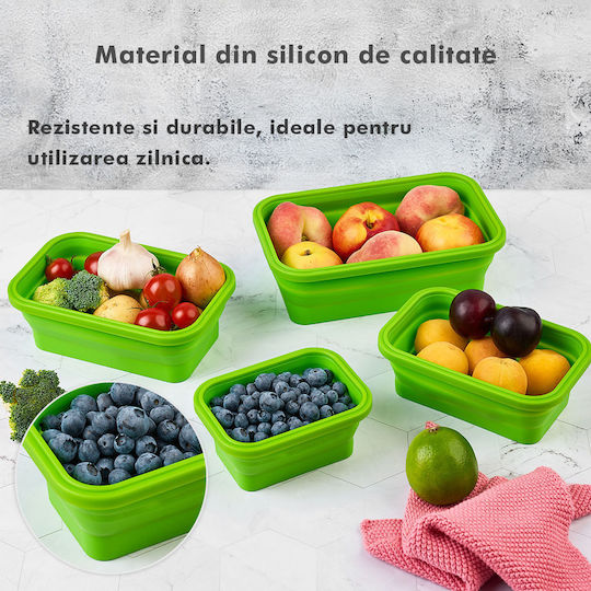 Cutie pentru Mâncare Silicon Verde Potrivit pentru Cuptor cu Microunde 4buc