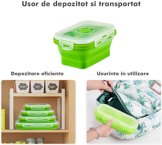 Cutie pentru Mâncare Silicon Verde Potrivit pentru Cuptor cu Microunde 4buc