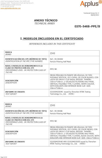 Mască de protecție Țesătură FFP2 Alb 90buc