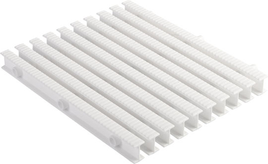 Grătar flexibil antiderapant Micplast pentru preaplin, dublu față, lățime 23,7 cm, siguranță în trei puncte, lungime 1 m, alb