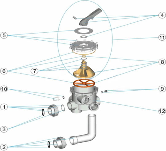 Ersatz-Multiport-Ventil Schwarzer Selector-Körper Fitt 07444r0101