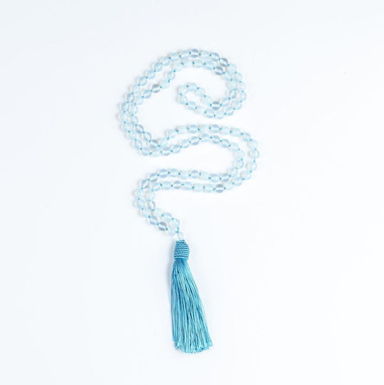 Cuoro Moonstone Worry Beads with Tassel Mala Cuoro Semi-precious Stones Blue