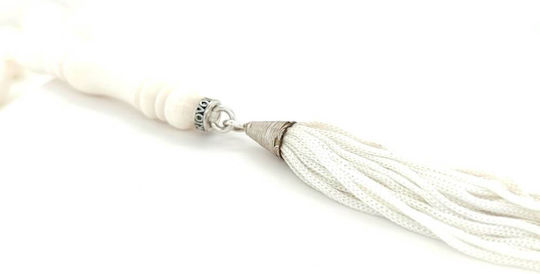 Kompologadiko Camel Bone Worry Beads with Tassel with 21 Beads White