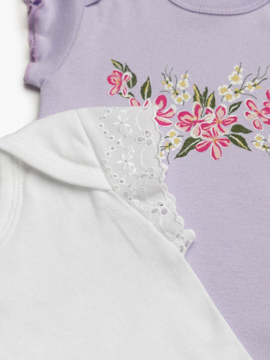 Minerva Flowers Mâneca scurta Lilac 2buc