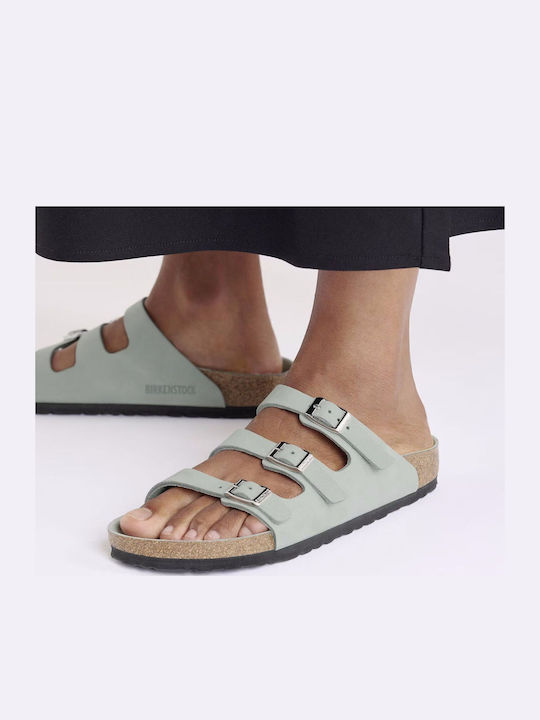 Birkenstock Florida Δερμάτινα Σανδάλια Γκρι