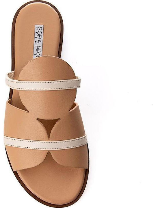 Leder Flache Sandalen für Damen in Braun Farbe