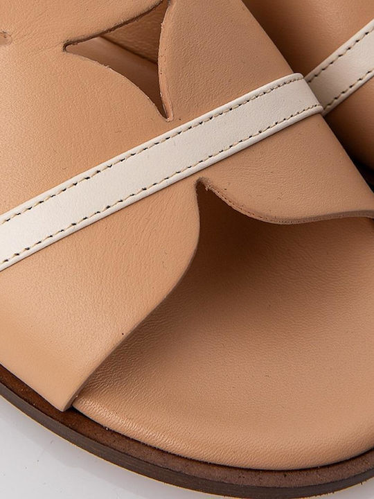 Leder Flache Sandalen für Damen in Braun Farbe
