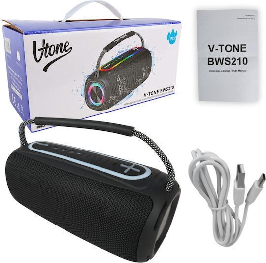 V-tone BWS210 Bluetooth високоговорител с живот на батерията до 3 часа Черен