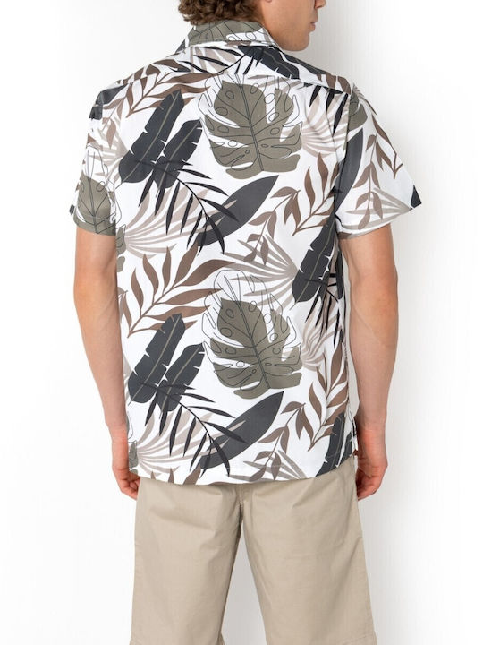 Charles Poplin Short-sleeved Cotton Shirt Khaki