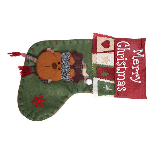 Geschenk Socke Flippy Rentier Muster Grüne Größe 20x40 Cm Textil Indoor