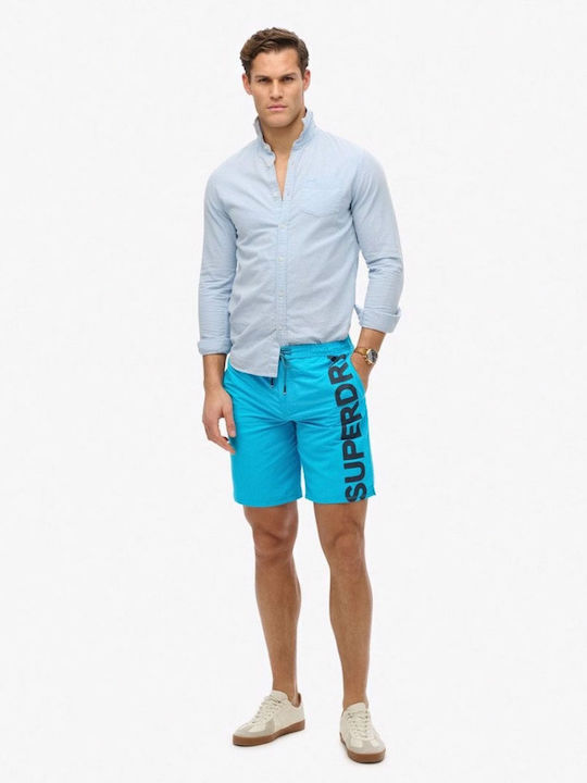 D2 Sdsw Classic 19 Logo Борд Шорти Мъжки Бански Тюркоазен Hawaii Blue