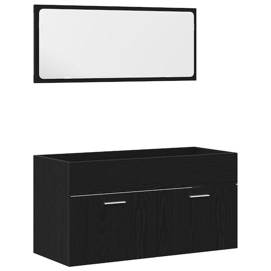 vidaXL Countertop Countertop without Sink, with Mirror & Column Black Oak