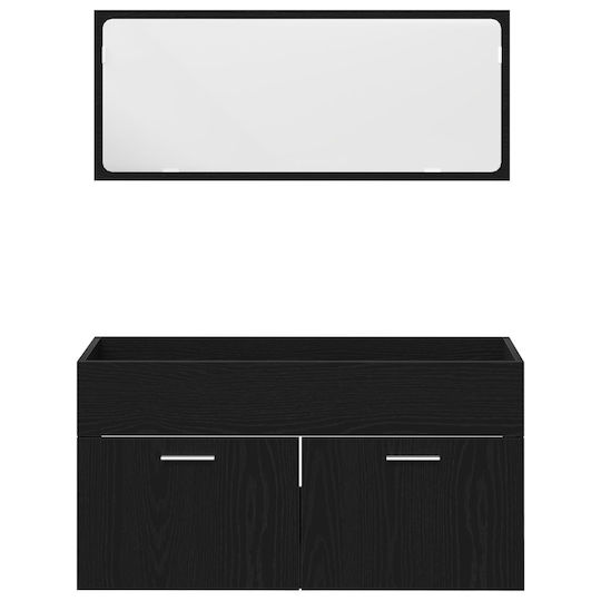 vidaXL Countertop Countertop without Sink, with Mirror & Column Black Oak
