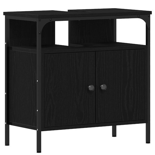 vidaXL Countertop Countertop without Sink, with Mirror & Column Black Oak