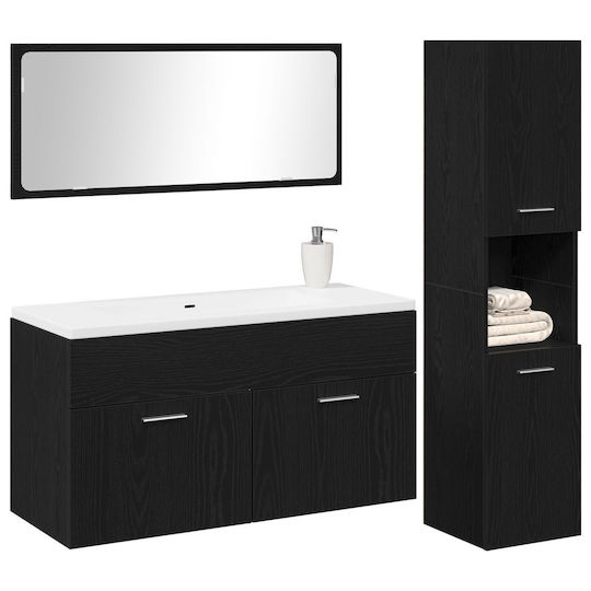vidaXL Waschtisch Waschtisch ohne Waschbecken, mit Spiegel & Säule Black Oak