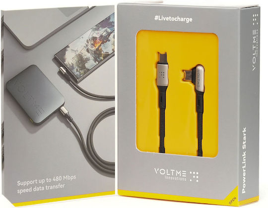 Voltme Braided USB 2.0 Cable USB-C male - USB-C 100W PD Μαύρο 2m C2072