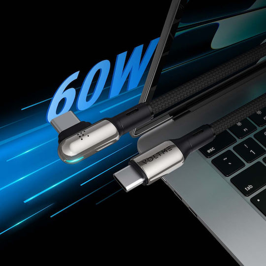 Voltme Braided USB 2.0 Cable USB-C male - USB-C 60W PD Μαύρο 1.2m C2069