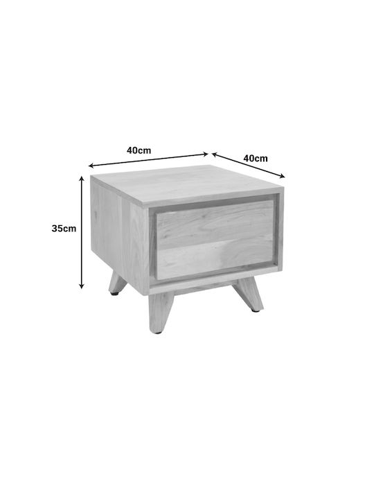 Κομοδίνο Emira από Μασίφ Ξύλο Μπεζ 40x40x35cm 376-000001