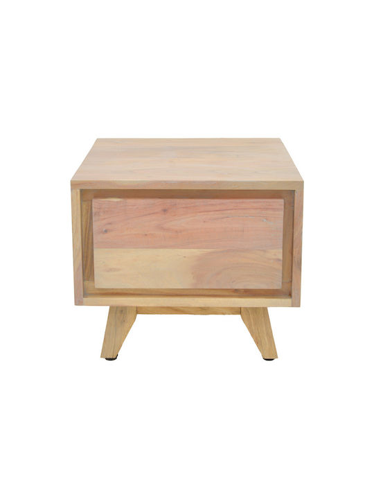 Κομοδίνο Emira από Μασίφ Ξύλο Μπεζ 40x40x35cm 376-000001